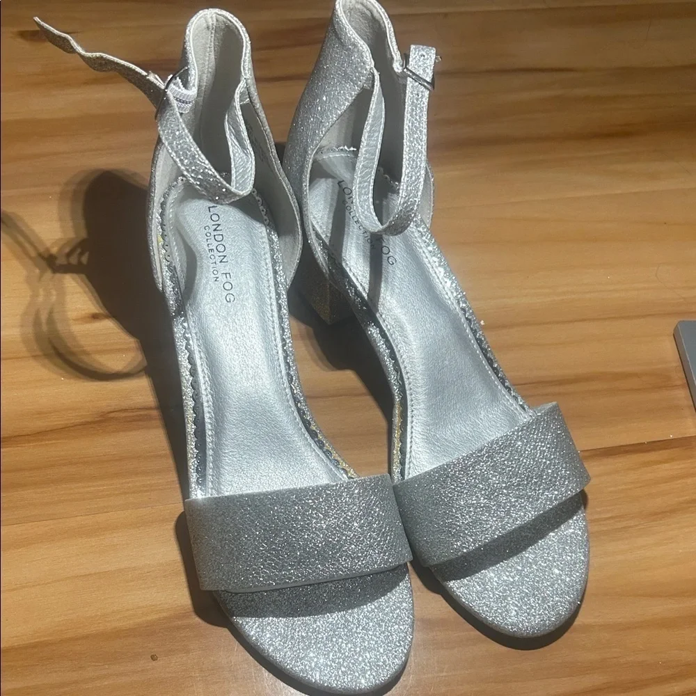 London Fog Glittering Silver Heels